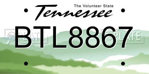 BTL8867 Tennessee License Plate