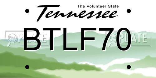 BTLF70 Tennessee License Plate