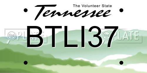 BTLI37 Tennessee License Plate