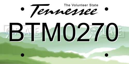 BTM0270 Tennessee License Plate