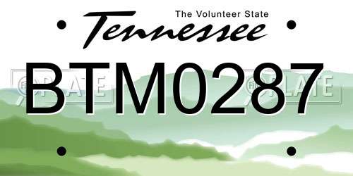 BTM0287 Tennessee License Plate