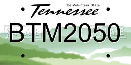 BTM2050 Tennessee License Plate