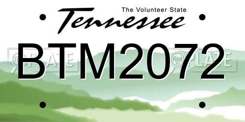 BTM2072 Tennessee License Plate