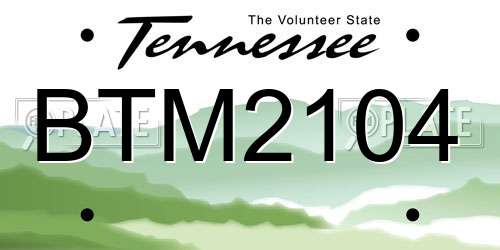 BTM2104 Tennessee License Plate