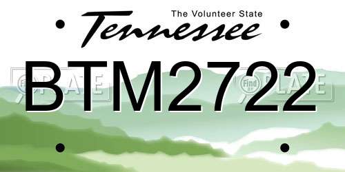 BTM2722 Tennessee License Plate
