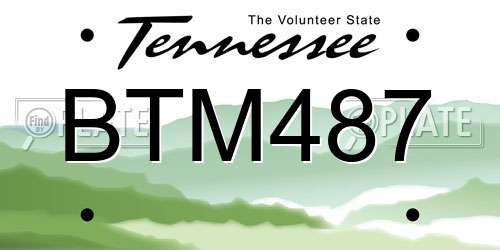BTM487 Tennessee License Plate