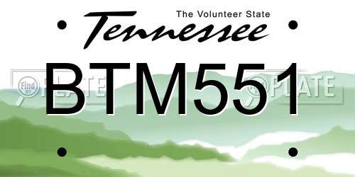 BTM551 Tennessee License Plate