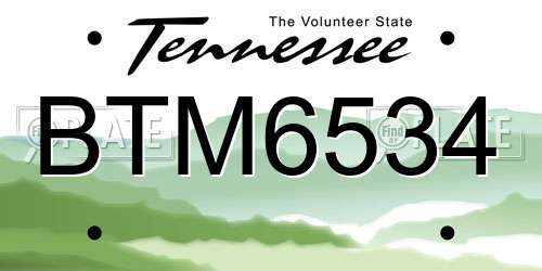 BTM6534 Tennessee License Plate