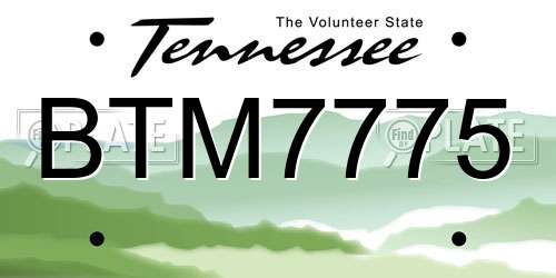 BTM7775 Tennessee License Plate