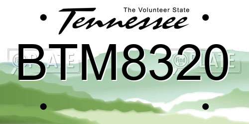 BTM8320 Tennessee License Plate