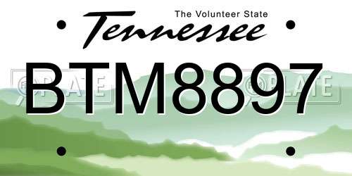 BTM8897 Tennessee License Plate