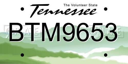 BTM9653 Tennessee License Plate