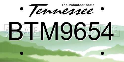 BTM9654 Tennessee License Plate