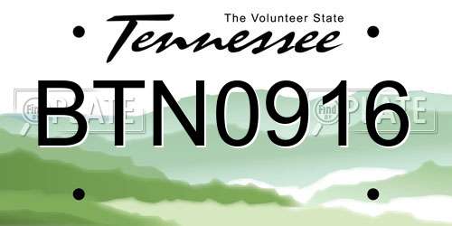 BTN0916 Tennessee License Plate