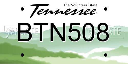 BTN508 Tennessee License Plate