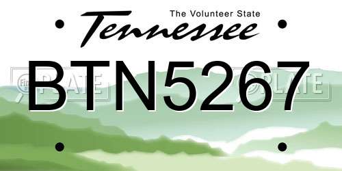 BTN5267 Tennessee License Plate