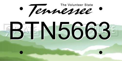 BTN5663 Tennessee License Plate