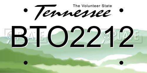 BTO2212 Tennessee License Plate