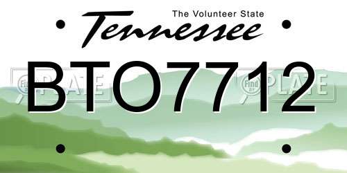 BTO7712 Tennessee License Plate