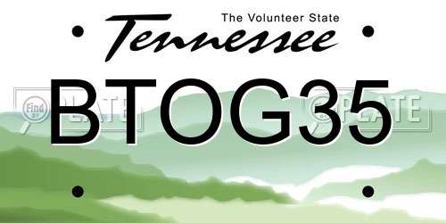 BTOG35 Tennessee License Plate