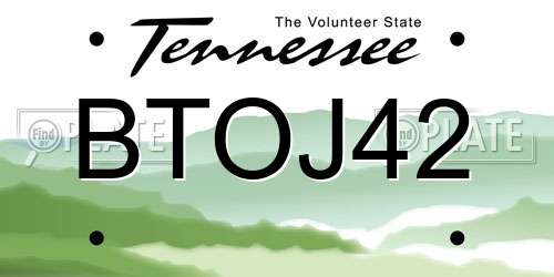 BTOJ42 Tennessee License Plate