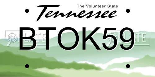 BTOK59 Tennessee License Plate