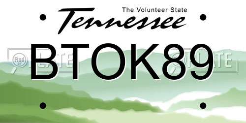 BTOK89 Tennessee License Plate
