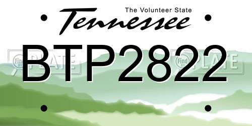 BTP2822 Tennessee License Plate