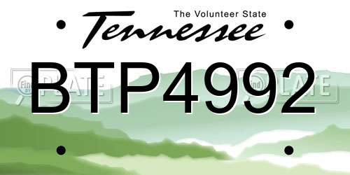BTP4992 Tennessee License Plate