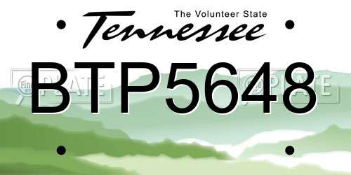 BTP5648 Tennessee License Plate
