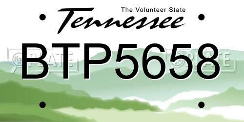 BTP5658 Tennessee License Plate