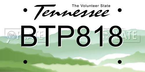 BTP818 Tennessee License Plate