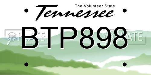 BTP898 Tennessee License Plate