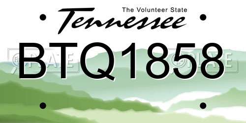 BTQ1858 Tennessee License Plate