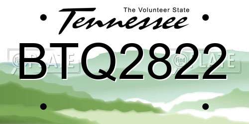 BTQ2822 Tennessee License Plate