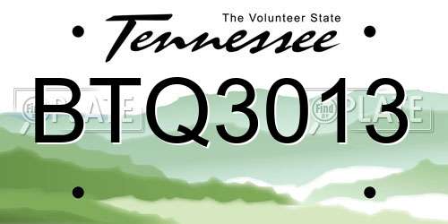 BTQ3013 Tennessee License Plate
