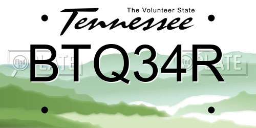 BTQ34R Tennessee License Plate