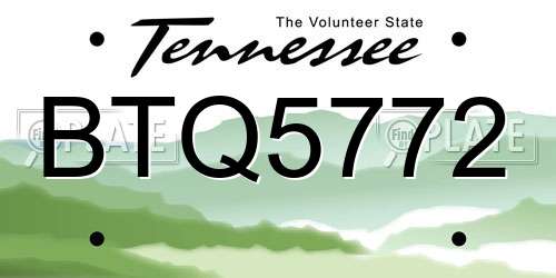 BTQ5772 Tennessee License Plate