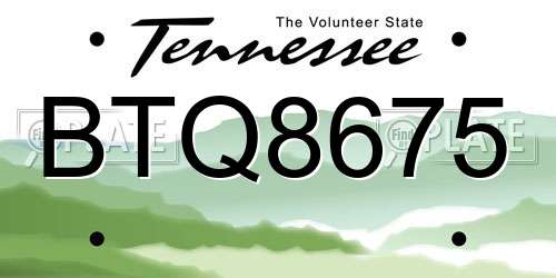 BTQ8675 Tennessee License Plate