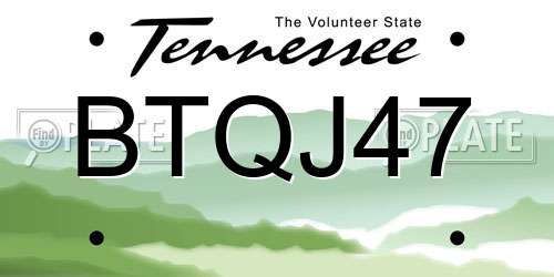 BTQJ47 Tennessee License Plate