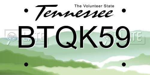 BTQK59 Tennessee License Plate