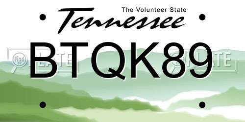 BTQK89 Tennessee License Plate