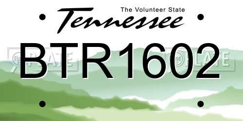 BTR1602 Tennessee License Plate