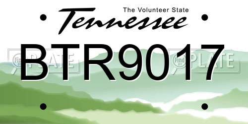 BTR9017 Tennessee License Plate