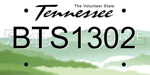 BTS1302 Tennessee License Plate