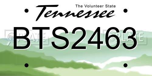 BTS2463 Tennessee License Plate