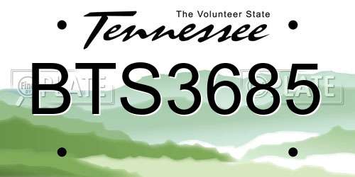 BTS3685 Tennessee License Plate