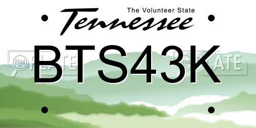 BTS43K Tennessee License Plate