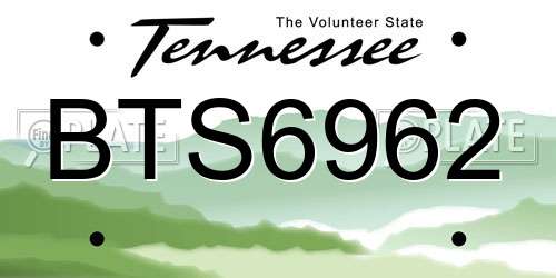 BTS6962 Tennessee License Plate
