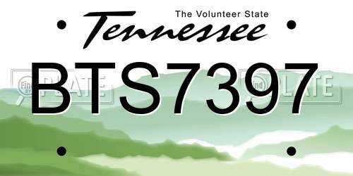 BTS7397 Tennessee License Plate